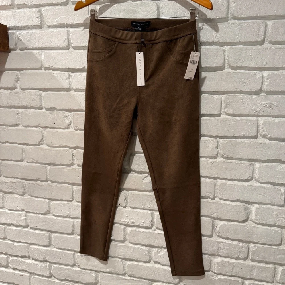 Sanctuary x Anthropologie Brown Faux Suede Pants SP Petite High Rise Skinny NWT